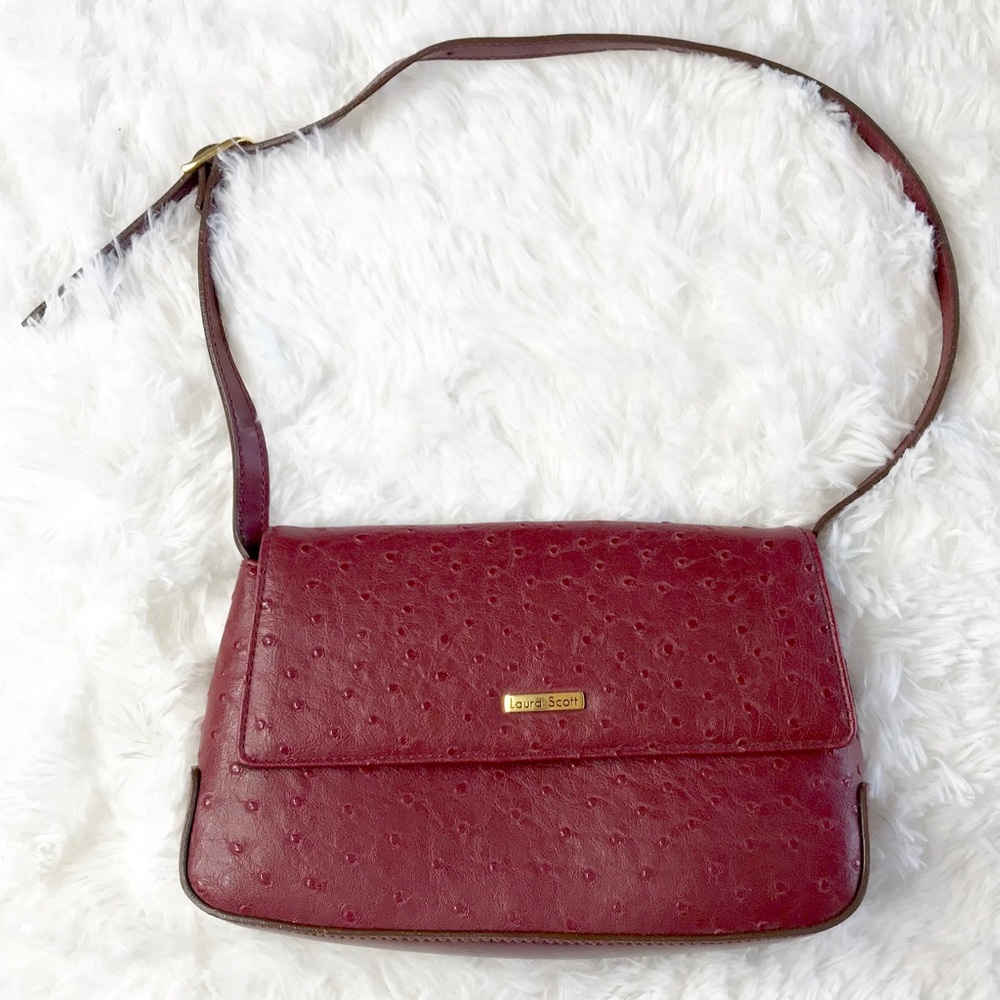 Laura Scott red ostrich purse vintage rare
